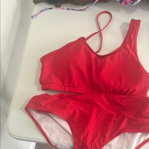 Red 2 piece Swimwear